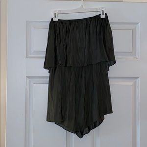 Hunter green, strapless romper